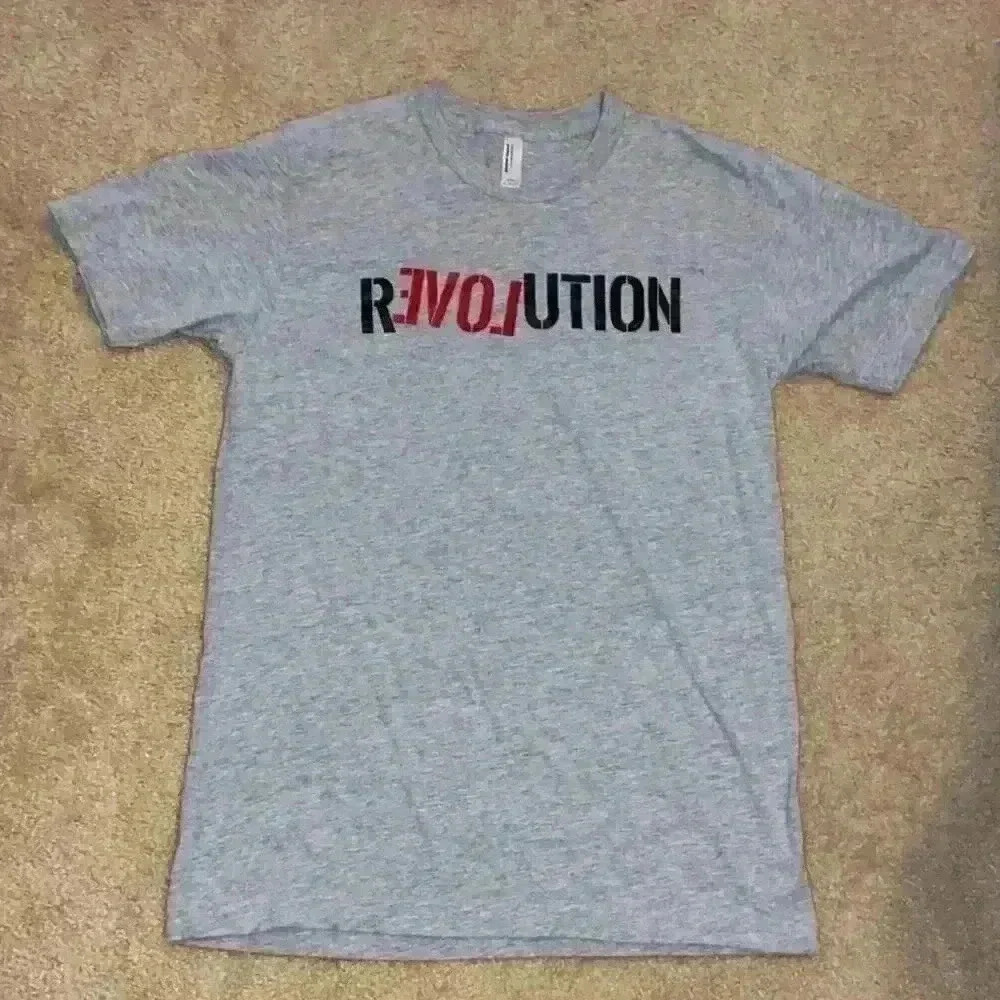 Gray “revolution” love t-shirt